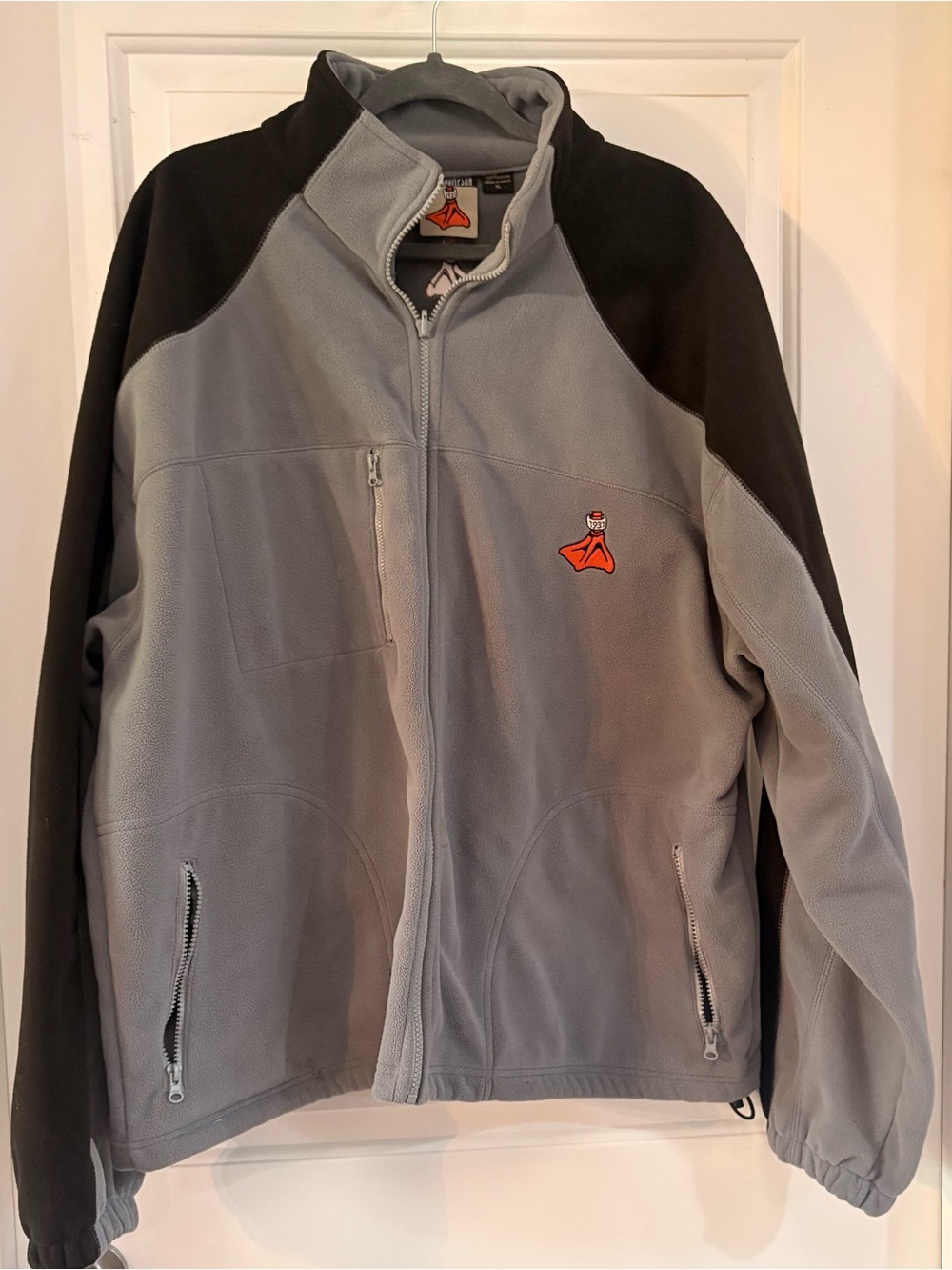 Men's Gray & Black Fleece Jacket with Orange Crest Logo